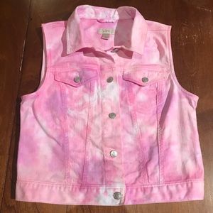 Custom Pastel Tie Dye Patched Denim Vest